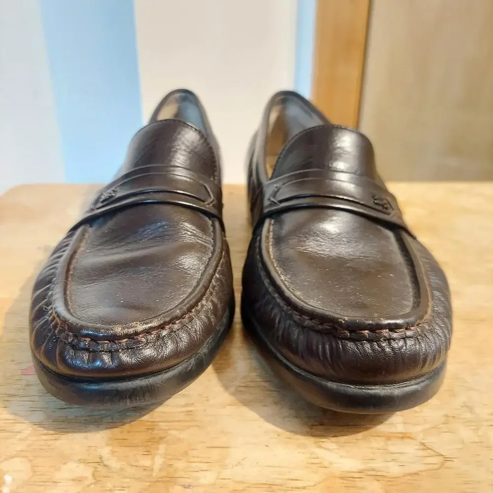 SAS Ace Men's US 9.5 Brown Leather Dress Loafer Casual Slip On Shoes